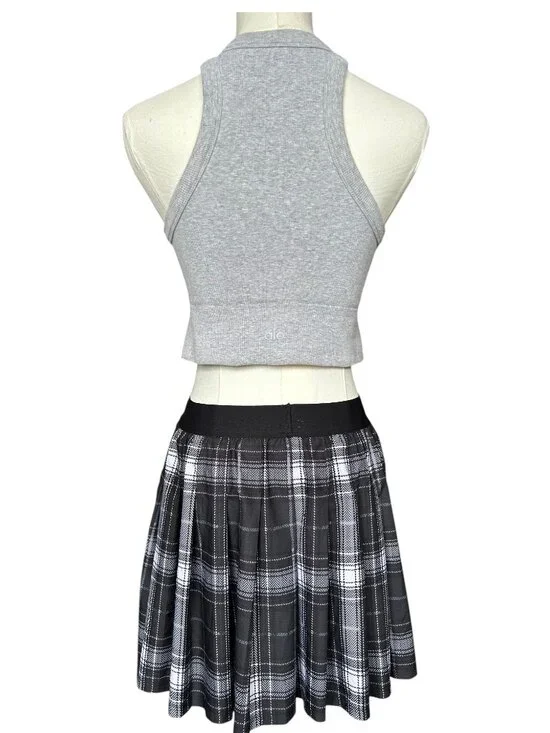 Alo Yoga High Neck Crop Tank Ribbed Seamless Gray S - Picture 7 of 9